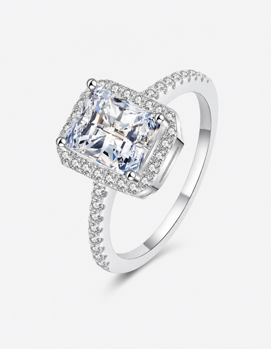 2 Carat Moissanite 925 Sterling Silver Halo Ring