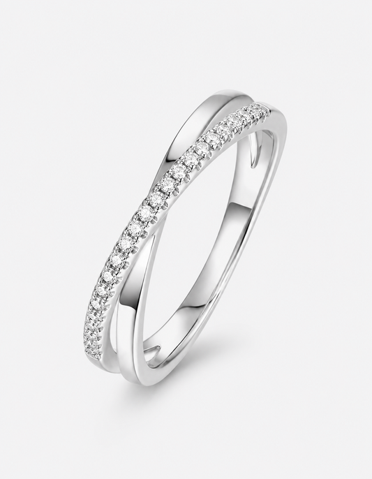 925 Sterling Silver Crisscross Moissanite Ring
