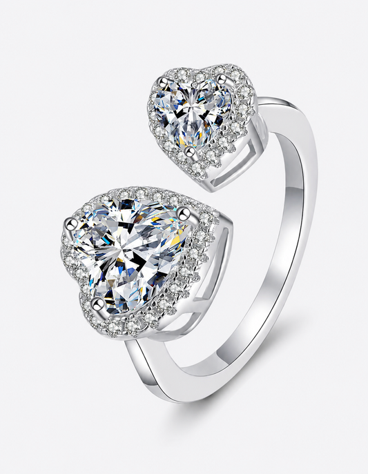 Heart-Shape Moissanite Open Ring
