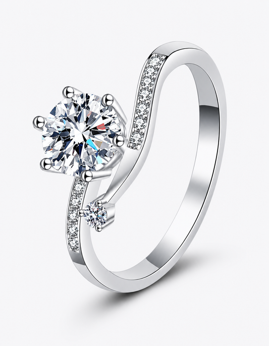 1 Carat Moissanite 925 Sterling Silver Bypass Ring