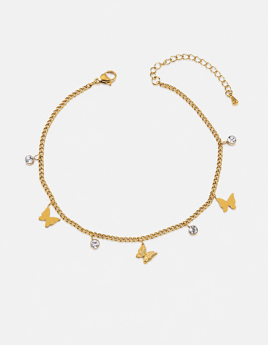 18K Gold-Plated Butterfly Charm Anklet Bracelets