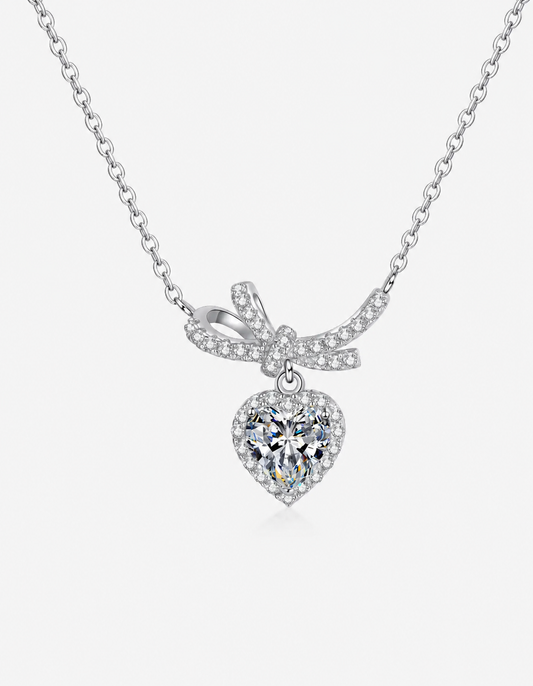 1 Carat Moissanite Heart Pendant Necklace