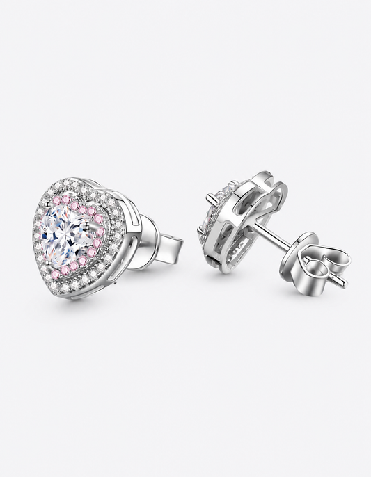 Moissanite Heart-Shaped Stud Earrings