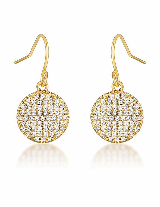 .6 Ct Elegant CZ Gold Plated Disk Earrings