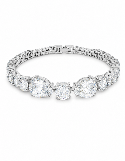 Elegant Pear and Round Cubic Zirconia Tennis Bracelet