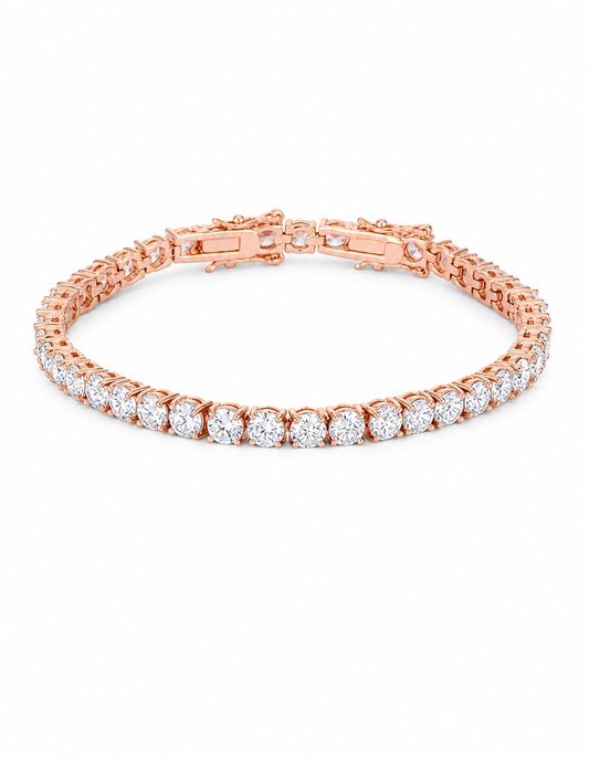17.6 Ct Rosegold Tennis Bracelet with Shimmering Round CZ