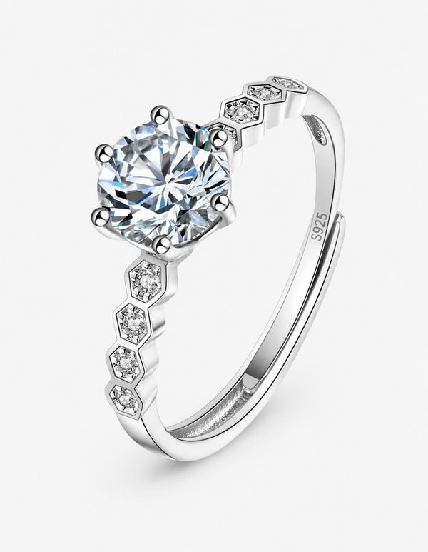 1 Carat Moissanite 925 Sterling Silver Ring