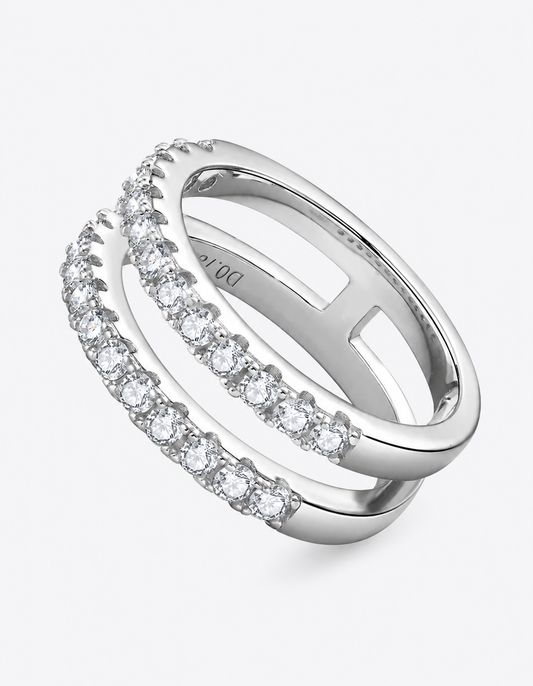 925 Sterling Silver Moissanite Double Layered Ring