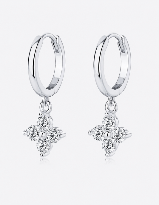 925 Sterling Silver Moissanite Hoop Drop Earrings