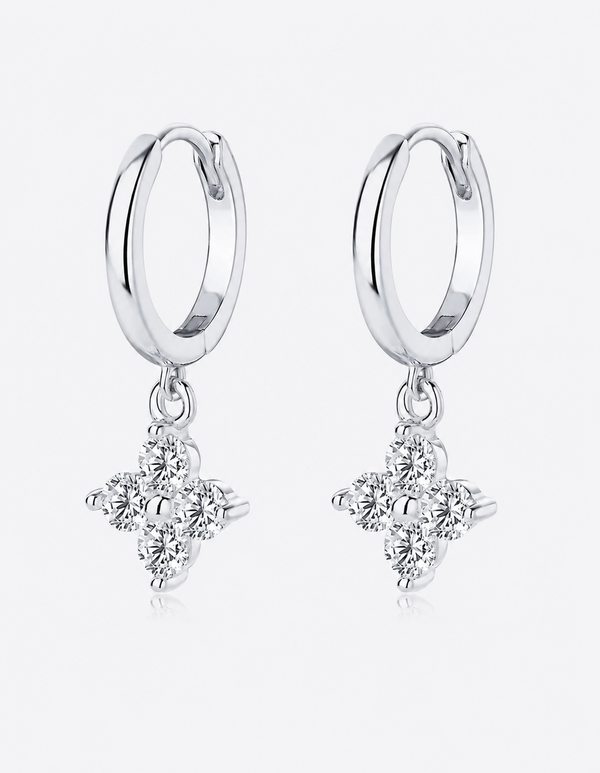 925 Sterling Silver Moissanite Hoop Drop Earrings