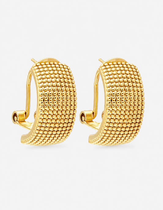 18K Gold-Plated Textured Wide Band Hoop Earrings