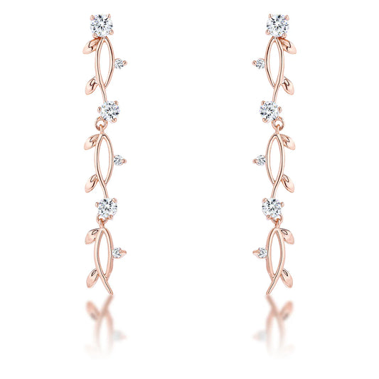 1.1Ct Vine Design Rose Gold Plated Earrings