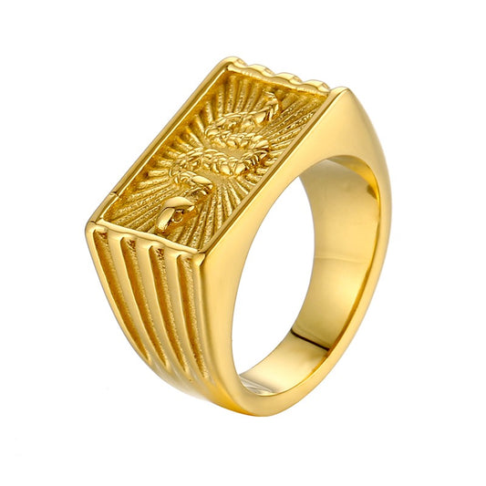 Steel Retro square Snake Ring for Unisex with Stylish Minimalist Personality