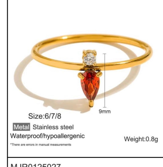 Zirconia Tarnish Trendy, 18k Gold plated ring