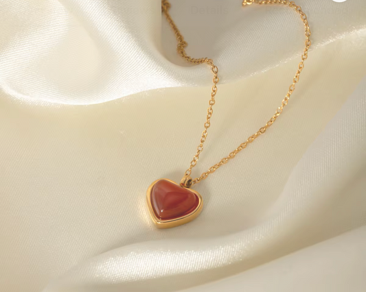 Ruby heart pendant necklace 18k gold plated
