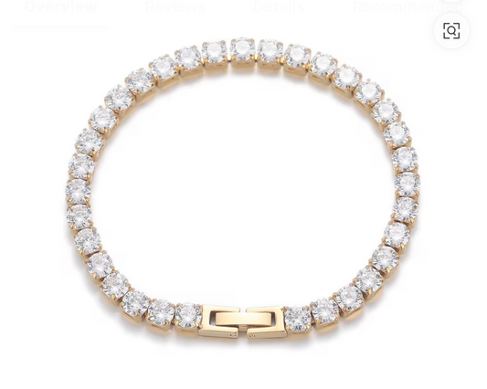 Vintage dainty stone Hip Hop Bracelet 18k gold plated